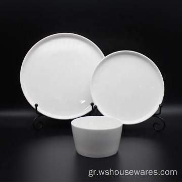 Υψηλής ποιότητας προσαρμοσμένη λευκή επιτραπέζια σκεύη πορσελάνης